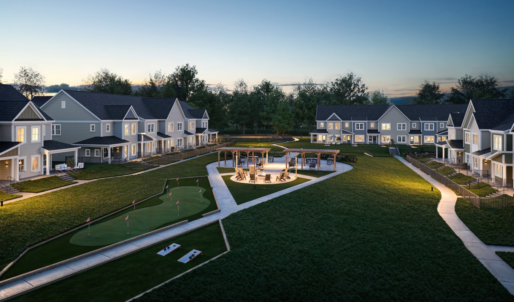 an aerial view of a courtyard