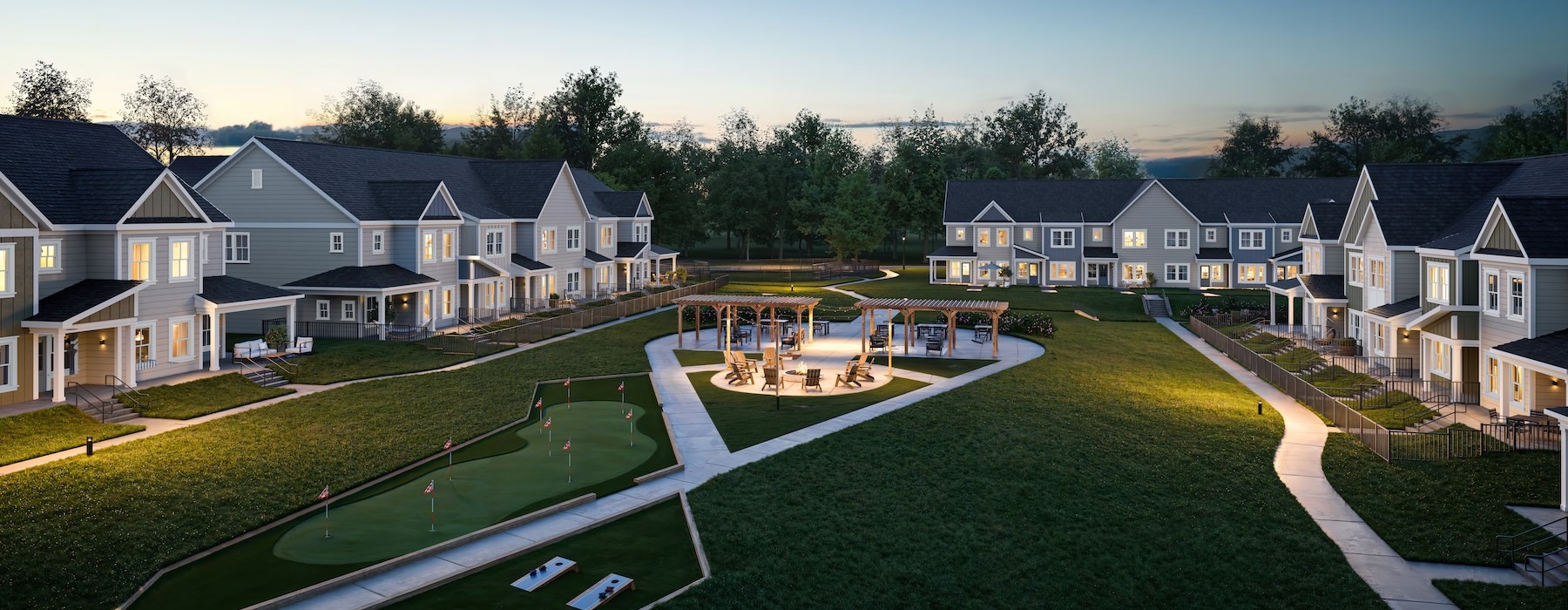 an aerial view of a courtyard
