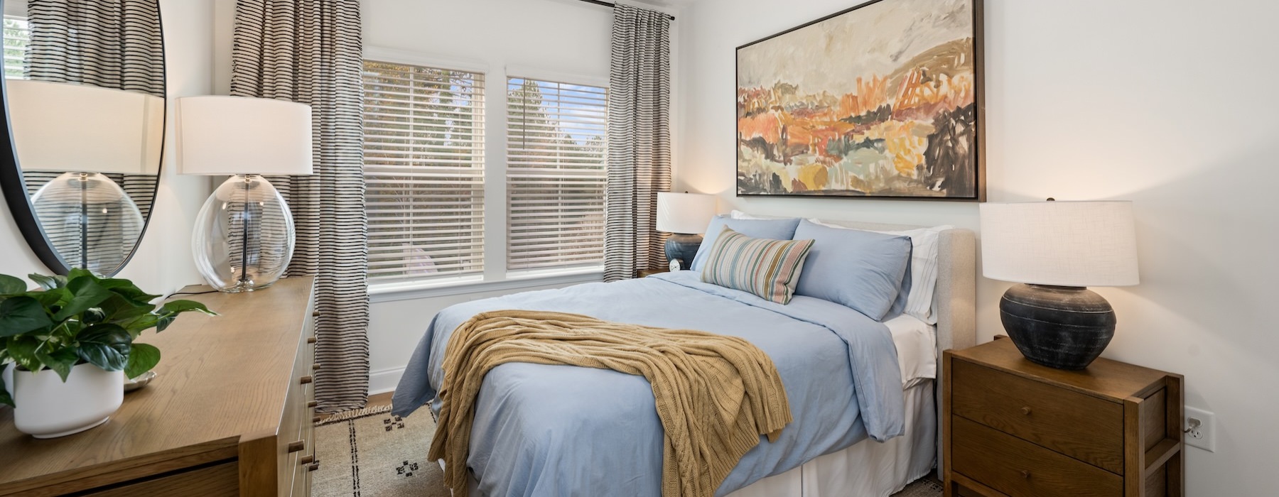 a bedroom with a bed and a dresser