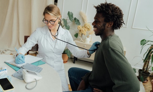 a doctor checking a patient